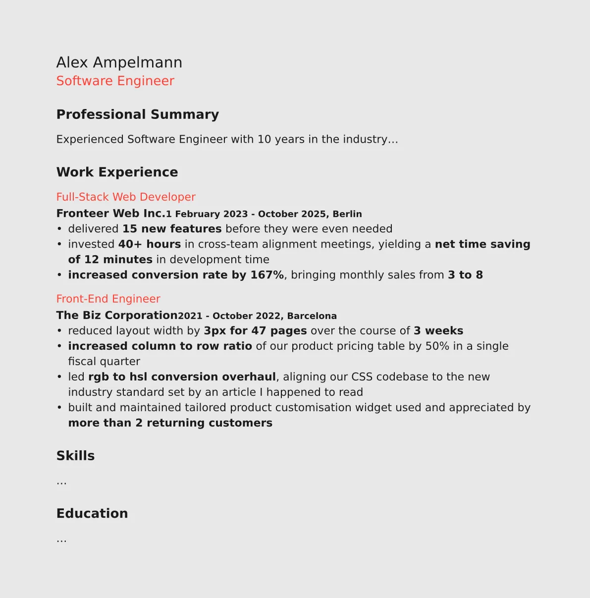 CV example